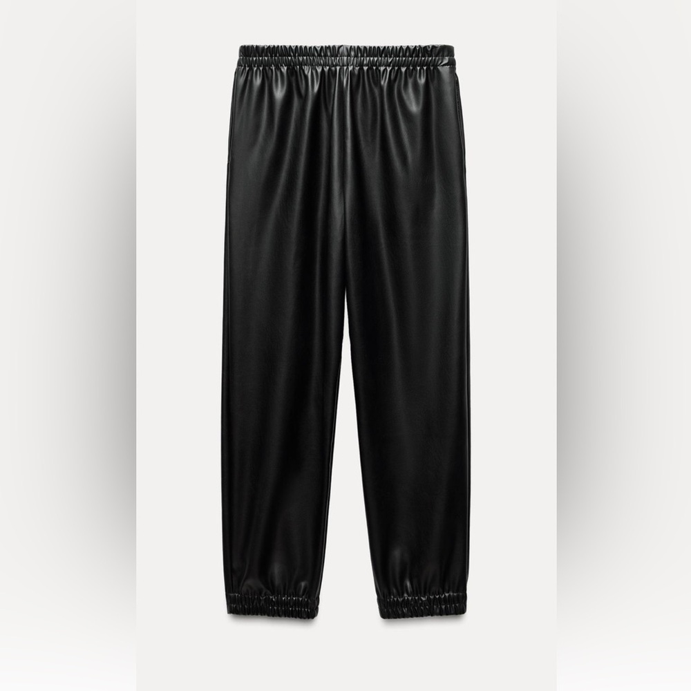 Zara Black Faux Leather Joggers - NWT